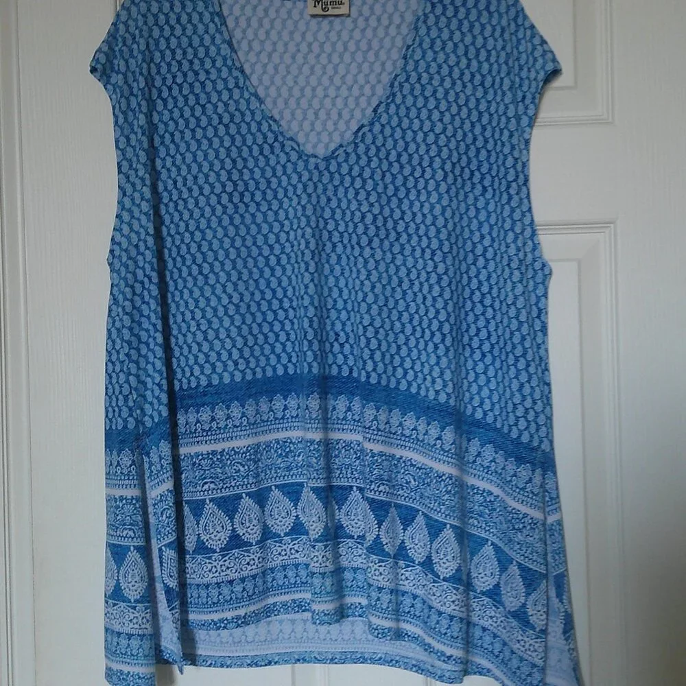 Show Me Your Mumu carter tunic blue paisley - size Small - EUC - Picture 2 of 6